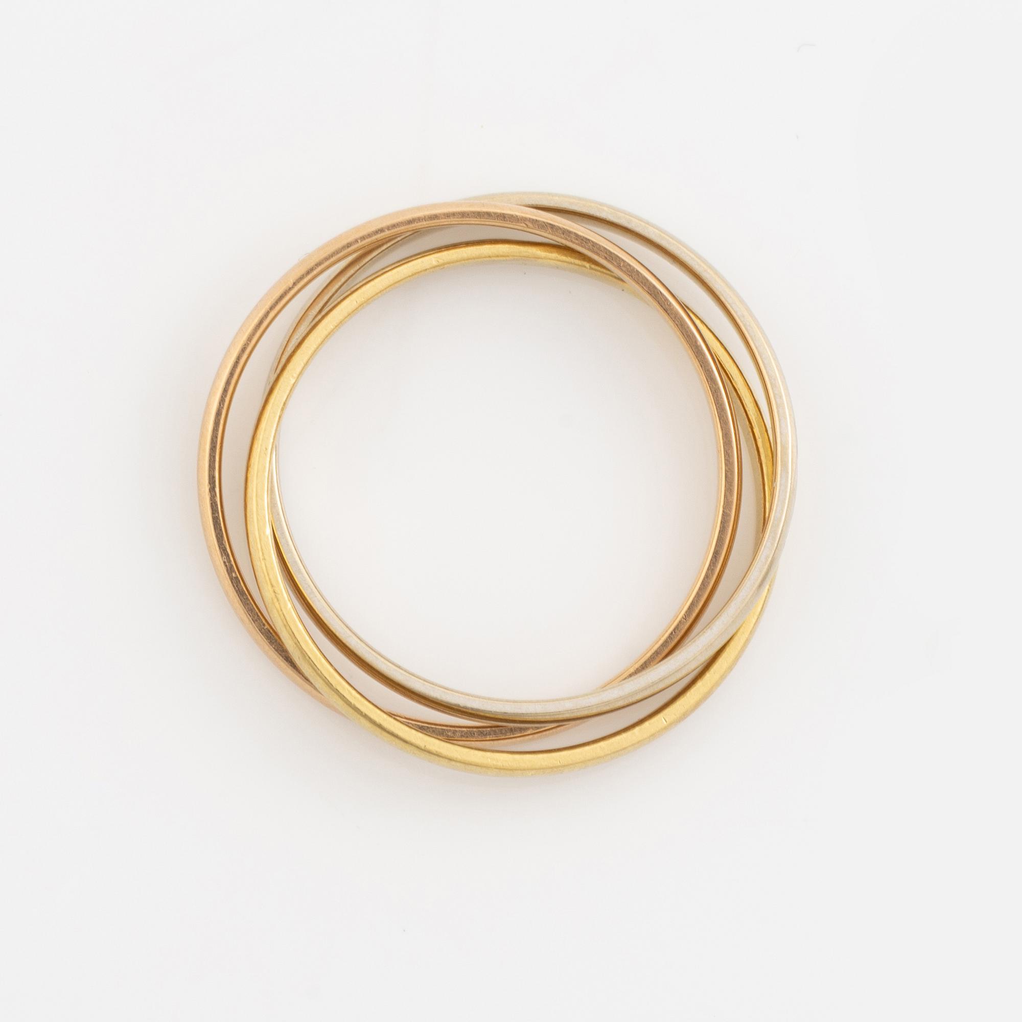 18K three coloured gold ring, Ferret.