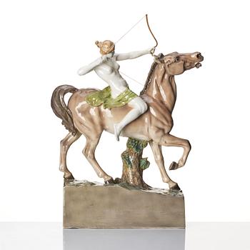 Adolphe-Jean Lavergne, a ceramic sulpture of a hunting Diana, Goldscheider, Wien, ca 1922-41.