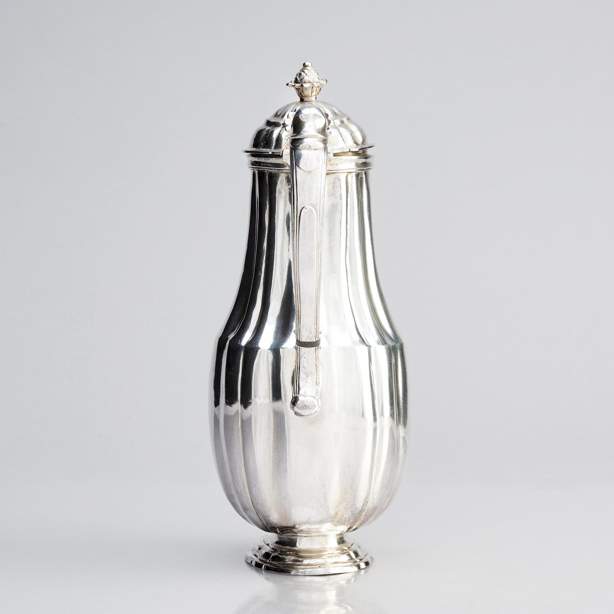 A Spanish 18th century Rococo silver coffee-pot, city mark of Barcelona. Unclear makers mark.