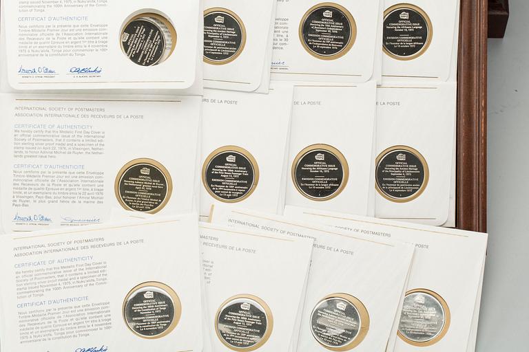 MEDALJER, ca 143 st, sterlingsilver, Franklin Mint, 1900-talets fjärde kvartal. Total vikt ca 6200 gram.