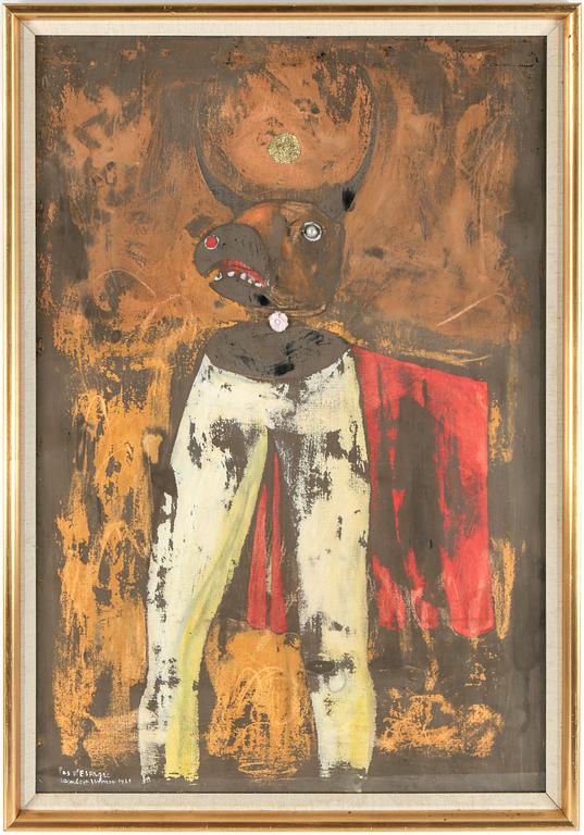 LAMBERT WERNER, "Pas d´Espagne", gouache med collage, signerad, daterad 1969.