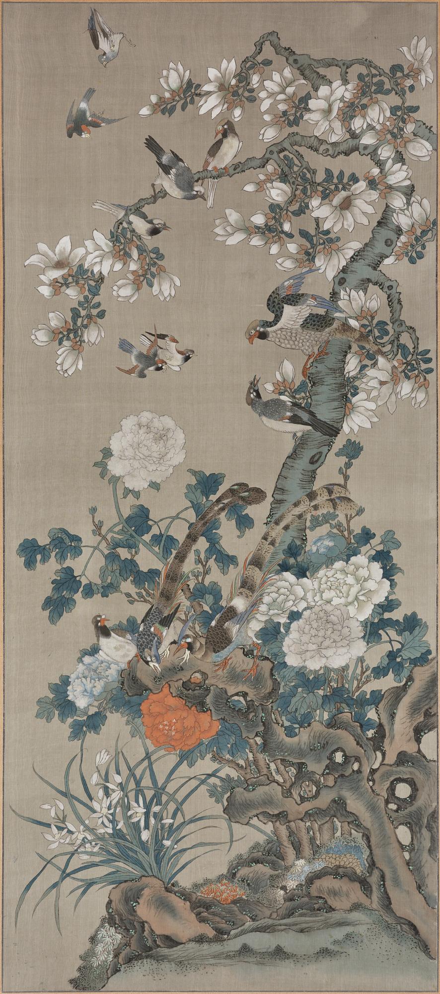 Okänd konstnär, sidenmålning, Kina, 1900-tal.