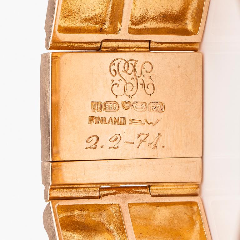 BJÖRN WECKSTRÖM, ARMBAND "Quadrate forms", 14K guld. Lapponia 1970.