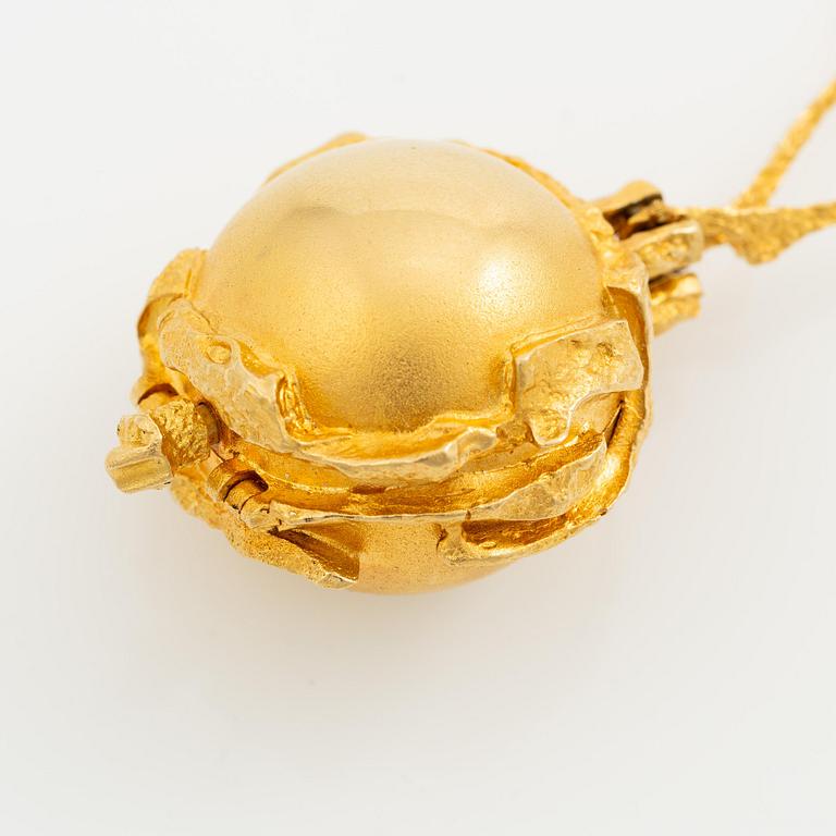 Björn Weckström, collier med klocka "Sun Dial", 18K guld, Finland 1974. För Lapponia.