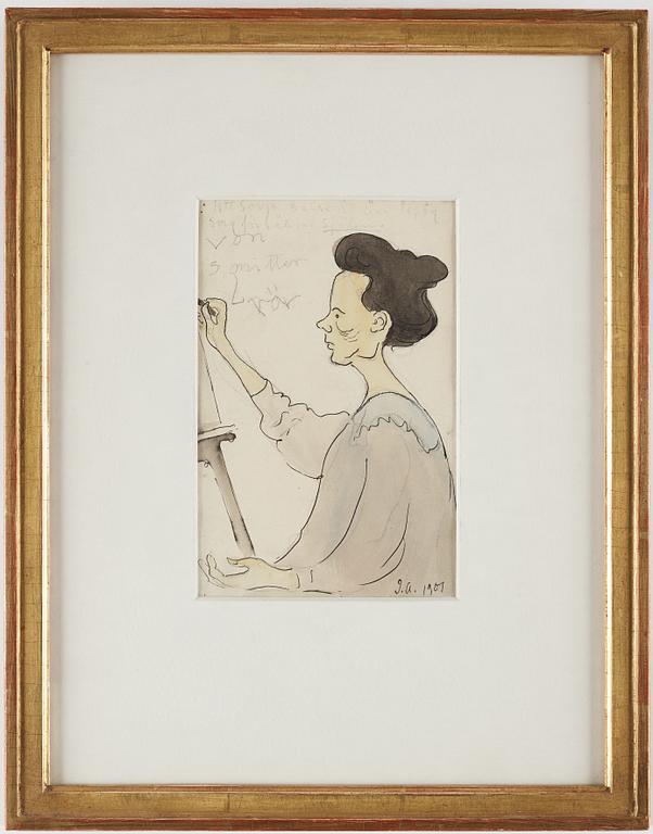 IVAR AROSENIUS, watercolour, indian ink and pencil, signed I.A. and dated 1901. "Kamratporträtt".