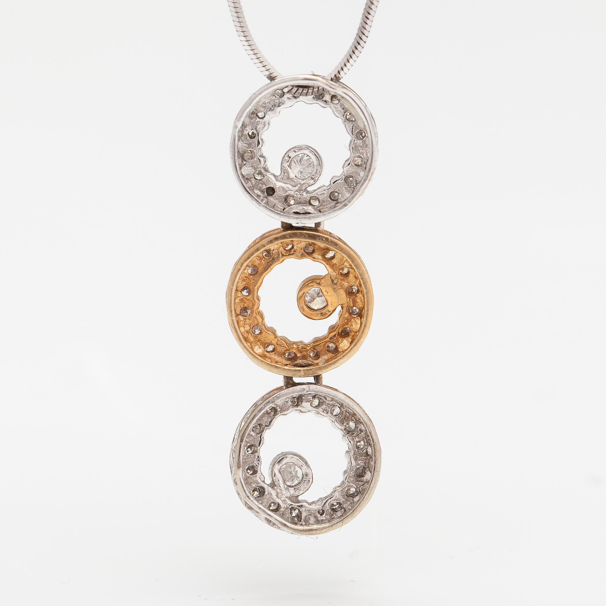 HALSBAND, 14K vit- och gultguld, diamanter ca 0.33 ct tot.