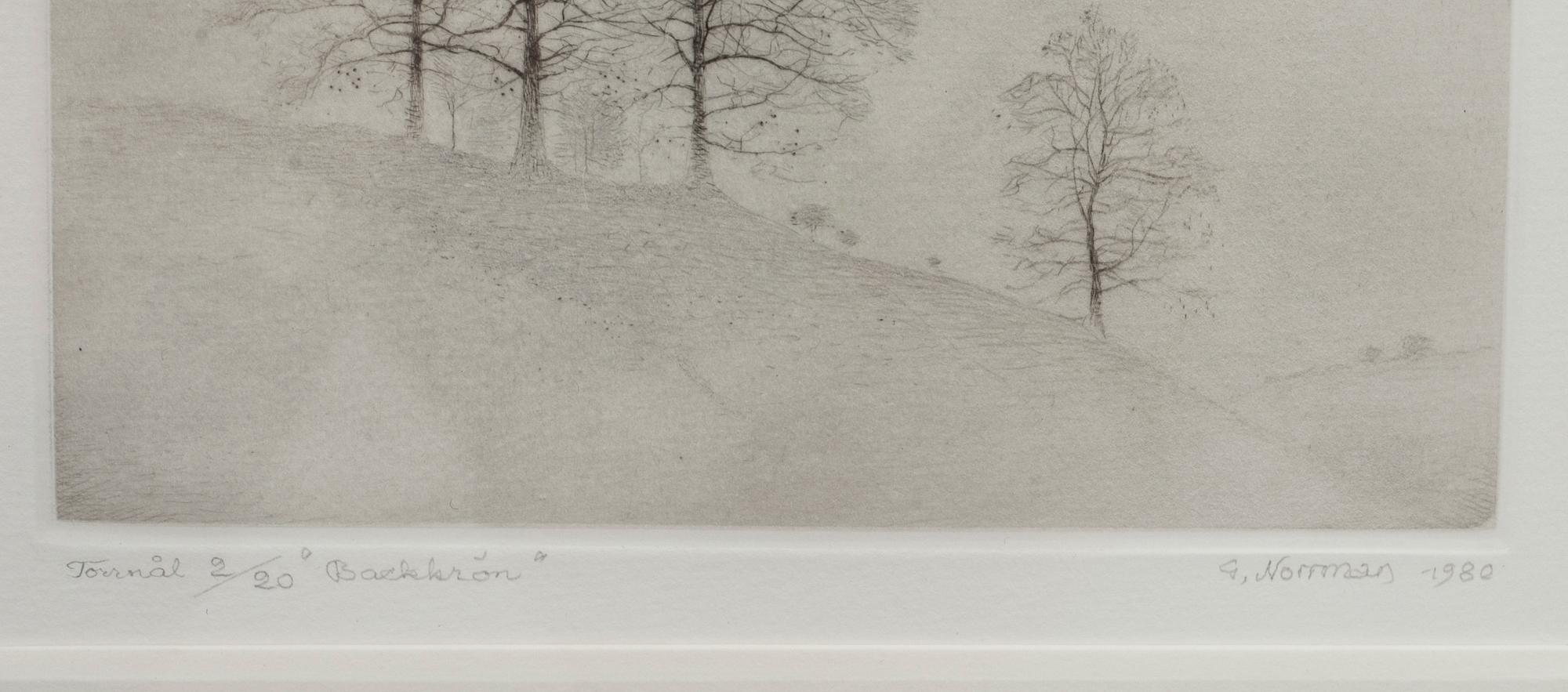 GUNNAR NORRMAN, torrnålsgravyr, signerad och daterad 1980, numrerad 2/20.