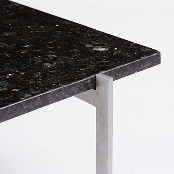 Poul Kjaerholm, a 'PK61' labradorite/larvikit stone top sofa table, edition E Kold Christensen, Denmark, early 1960s.