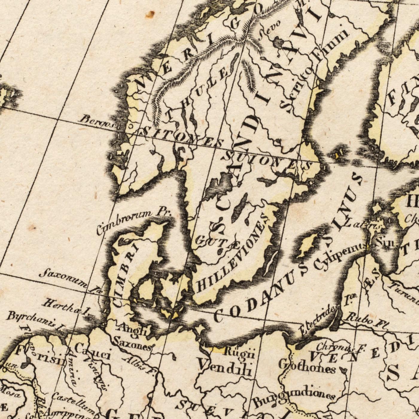 MAP,  Jean Baptiste Bourguignon D'Anville " Orbis Veteribus Notus feilieet: Europa, Asia , Africa. 1811.