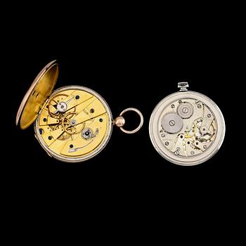 FICKUR, 2 st, en doublé och en metall, en märkt Lonville Watch, 1800-/1900-tal.