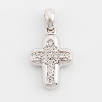 HÄNGE, 18K vitguld form av kors med briljantslipade diamanter.