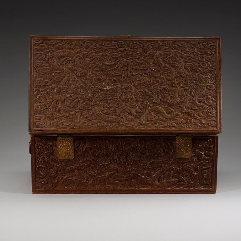 A Hardwood rectangular box, Qing dynasty (1644-1912).