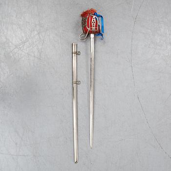 A Regulation Basket hilted broadsword for Highland officers, with scabbard, late 20th Century.