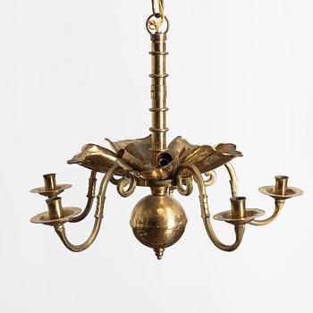 Lars Holmström, a brass chandelier, Arvika, mid-20th Century.