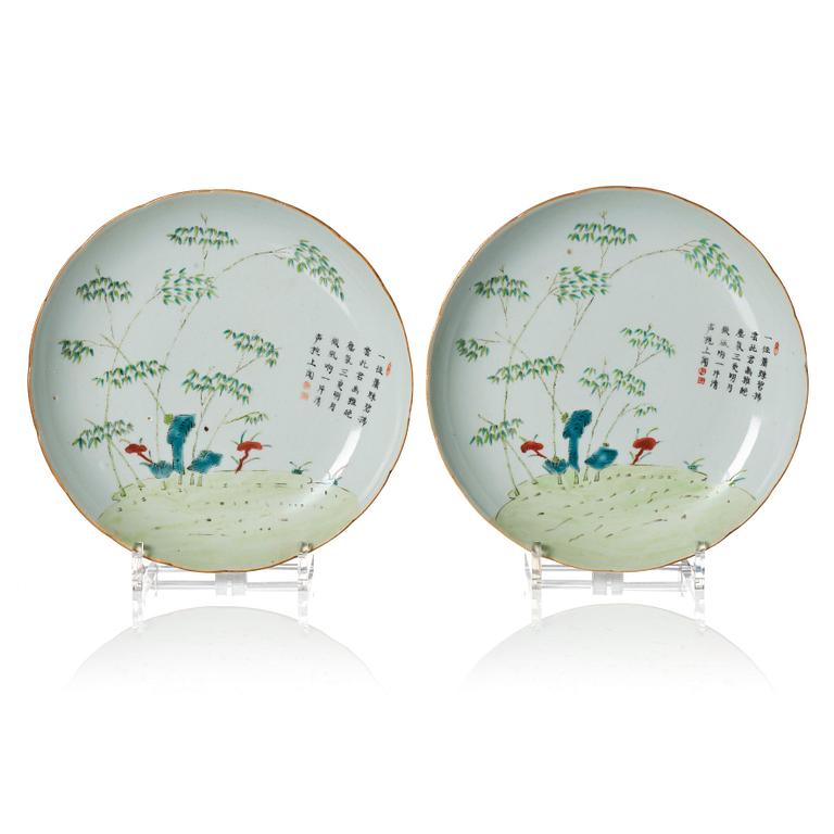 A pair of bamboo dishes, Qing dynasty, circa 1900.