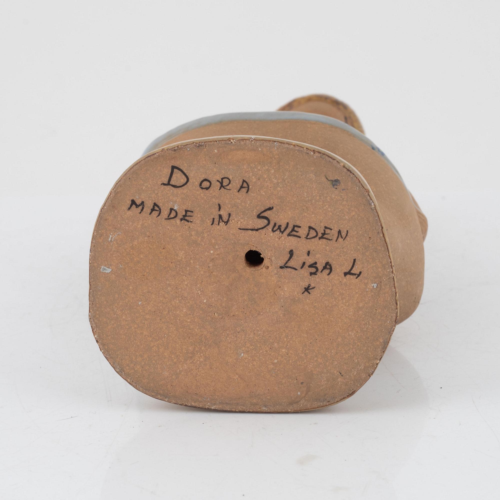 Lisa Larson, figurin, stengods, "Dora", ur serien "ABC-flickorna", Gustavsberg.