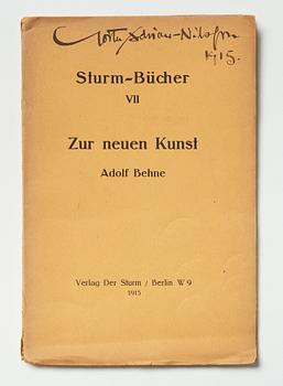 Exhibition catalogue and books (2) from Der Sturm plus a photo depicting Gösta Adrian-Nilsson (GAN).