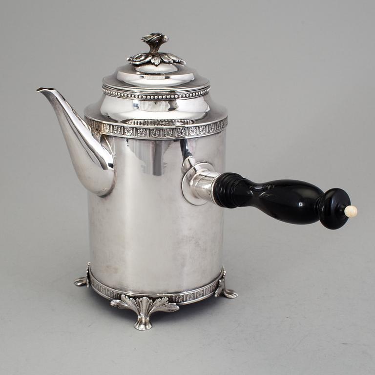 A Swedish 18th century silver coffee-pot, mark of Johan Ekholm, Stockholm 1797.