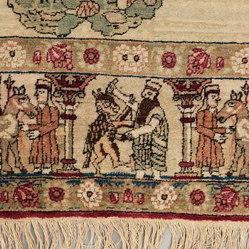 MATTO, an antique Kerman Laver figural, ca 212,5 x 141,5 cm.