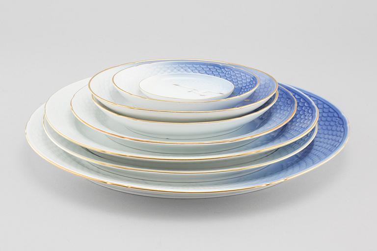 Service 104 pcs "Blue Mew" Bing & Grøndahl Denmark second half of the 20th century porcelain.