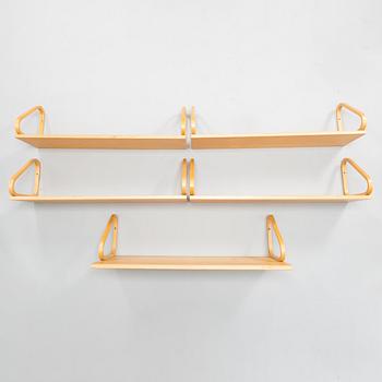 ALVAR AALTO, A set of five '112B' shelves for Artek, latter half of the 20th century.