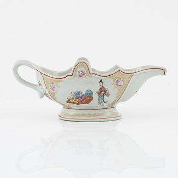A famille rose sauce boat, Qing dynasty, 18th Century.