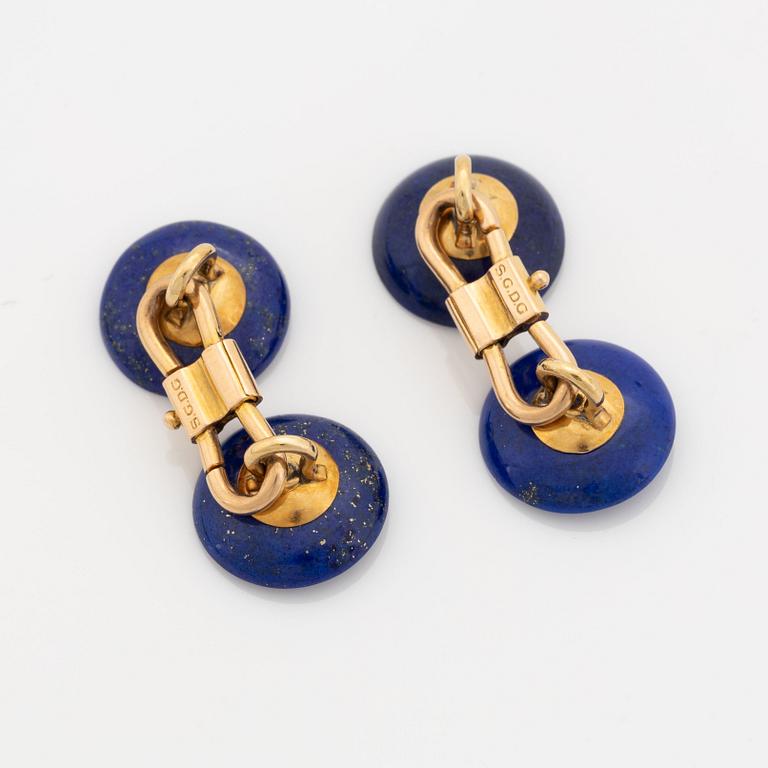 Lapis lazuli and old cut diamond cufflinks and shirt buttons.