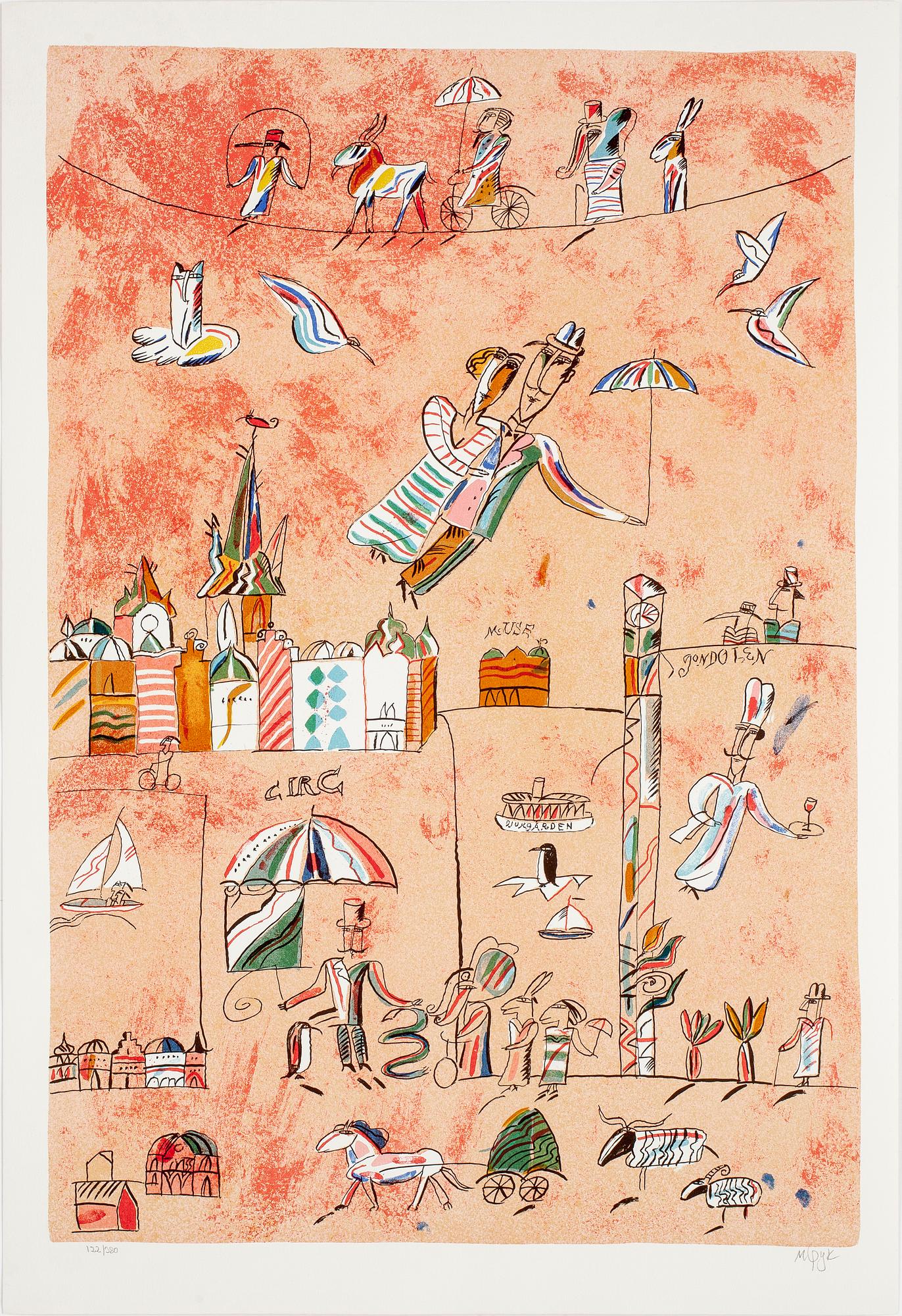 MADELEINE PYK, färglitografi,  signerad och numrerad 122/380.