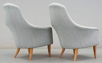 FÅTÖLJER, ett par, Kerstin Hörlin-Holmquist, "Stora Adam", Triva-serien, Nordiska Kompaniet, 1950/60-tal.