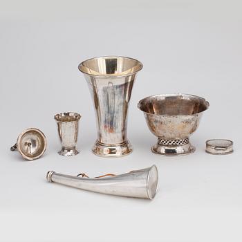 PARTI SILVER, 7st delar, bl.a C.G Hallberg, Stockholm, 1924. Totalvikt ca 600 g.