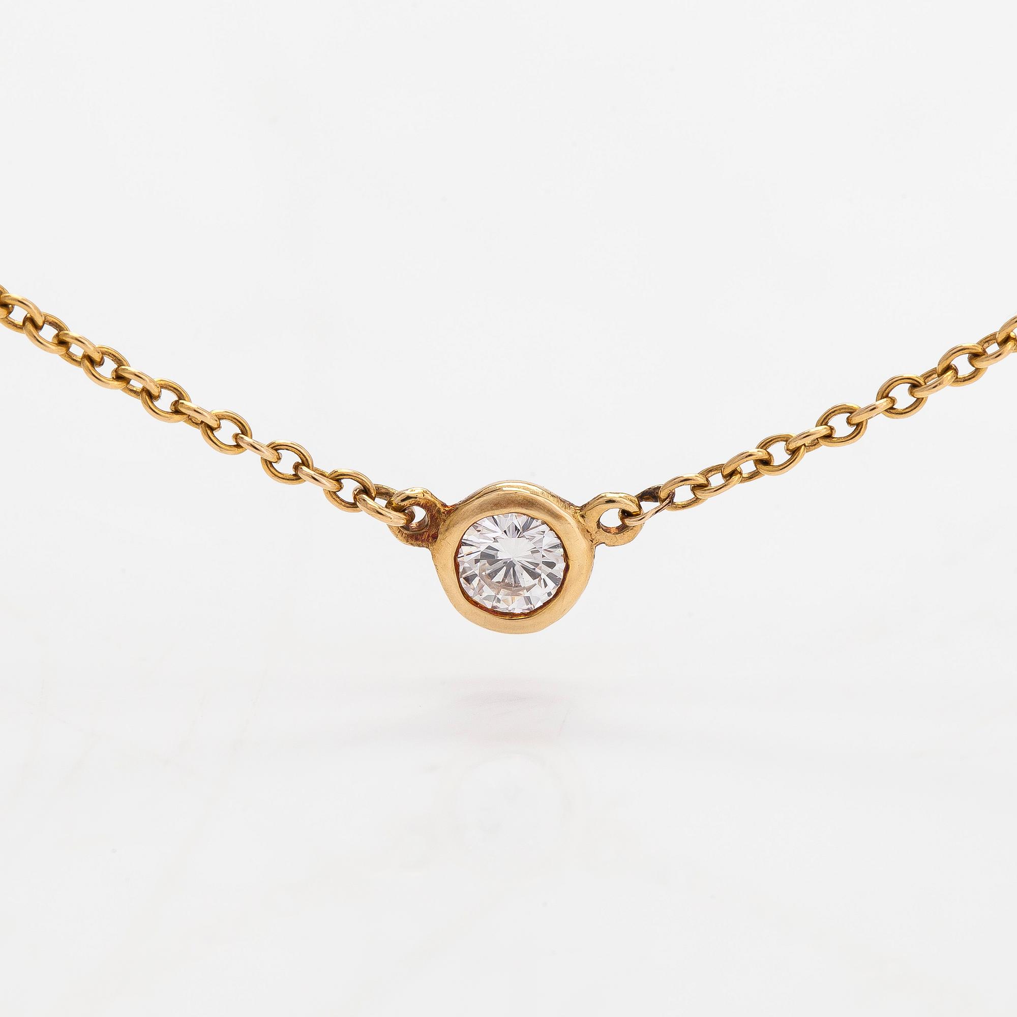 Tiffany & Co, Elsa Peretti, collier, "Diamonds by the Yard", 18K guld med en diamant ca 0.05 ct.