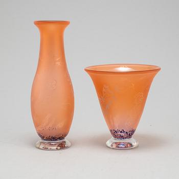 ASTRID GATE, two glass vases, Johansfors 1998.