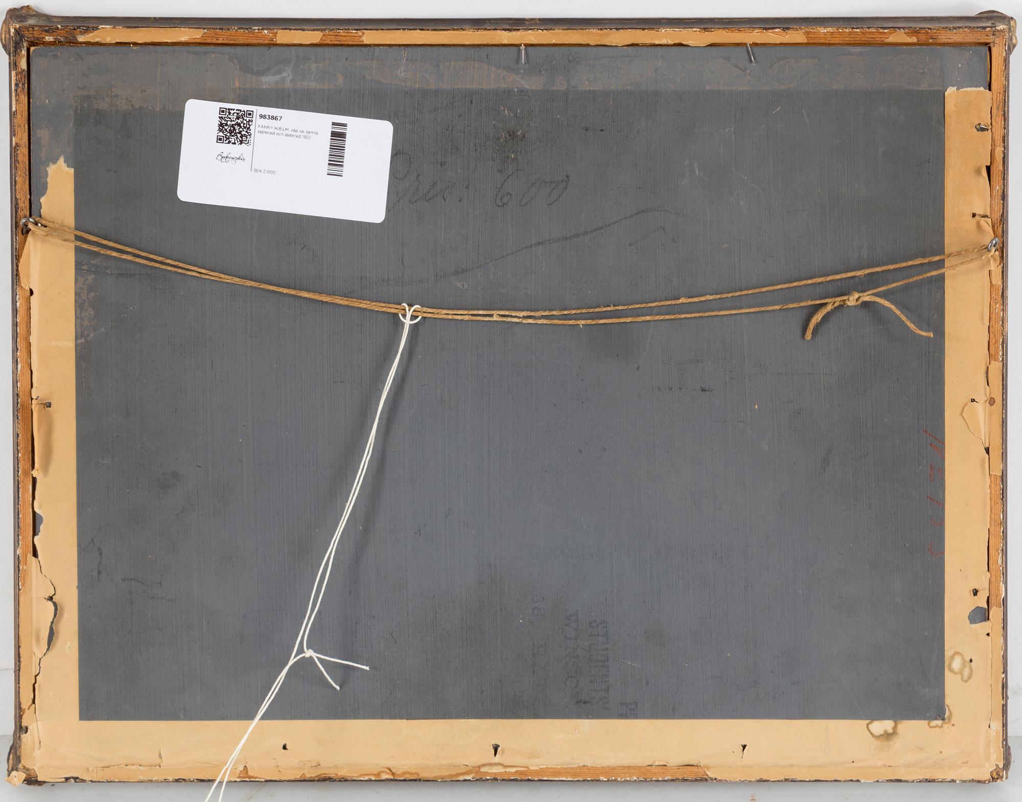 FANNY HJELM, oil on board, signed and dated 1923.