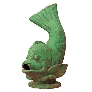 A Carl-Oscar Avén cast iron fountain sculpture of a fish, Näfveqvarn ca 1930.