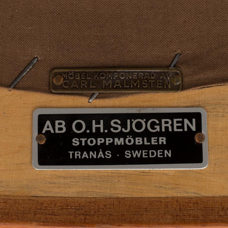 CARL MALMSTEN, fåtölj, "Vår Fru", O.H. Sjögren, Tranås. Brickmärkt. 1900-talets andra hälft.