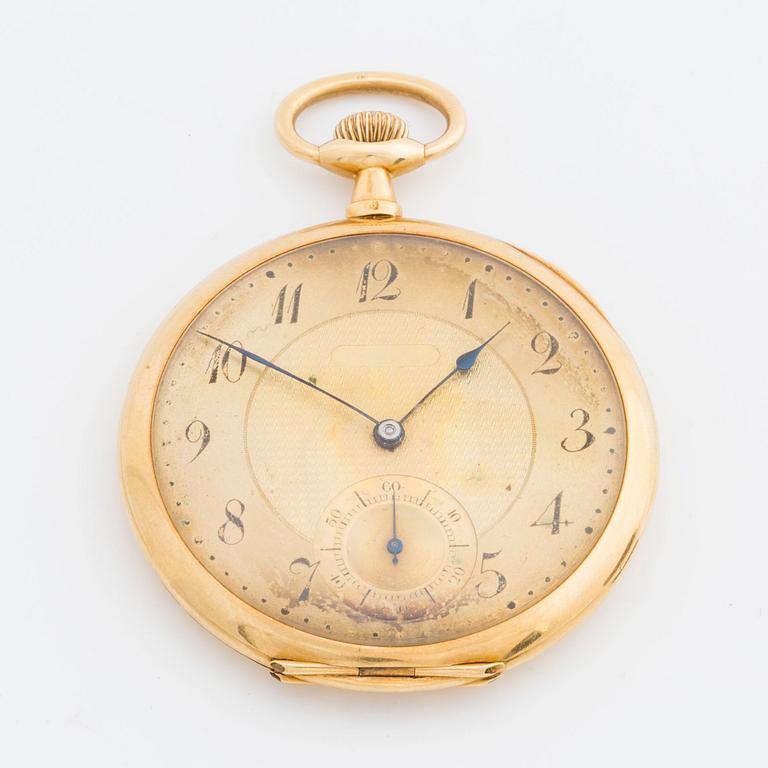 POCKET WATCH, Chronometer Maxima, 1ère qualité, 18K gold, 47 mm, case engraved.