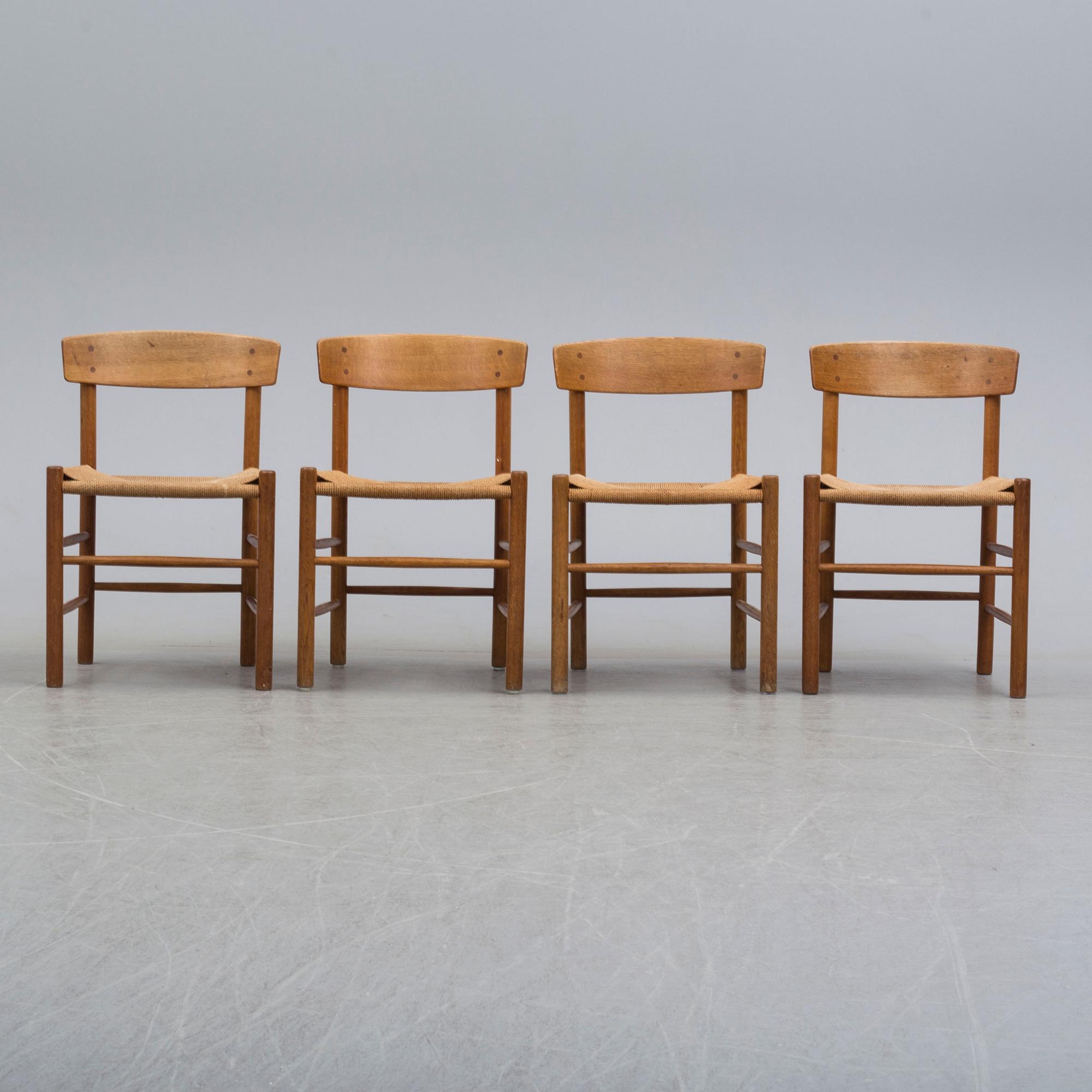 BØRGE MOGENSEN, stolar, 4 st, "J-39", FDB möbler, Danmark.