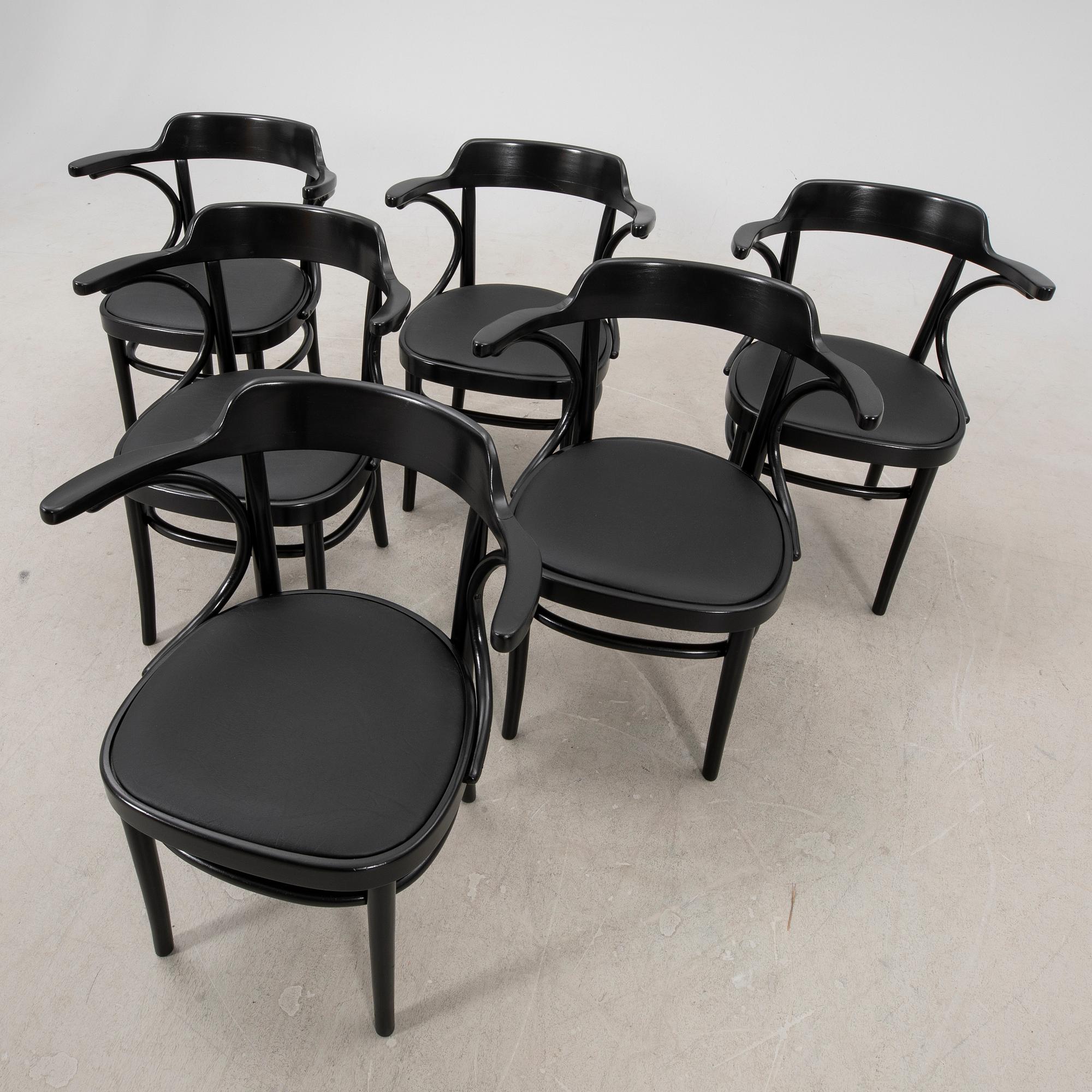 A set of six painted Gemla armcharis mid 1900s.