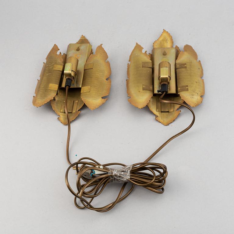 A set of two brass wall lights, design Sven Aage Holm Sörensen.