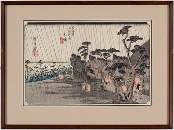 ANDO UTAGAWA HIROSHIGE, six color woodblock prints, Japan, 20th century.