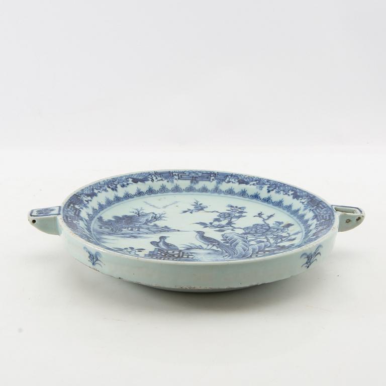 A Chinese blue and white hot water dish, Qing dynasty, Qianlong (1736-95).