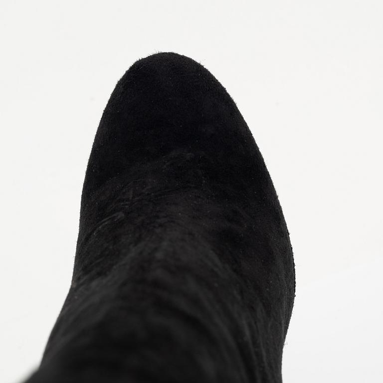 Christian Louboutin, a pair of black suede stiletto boots, size 36 1/2.