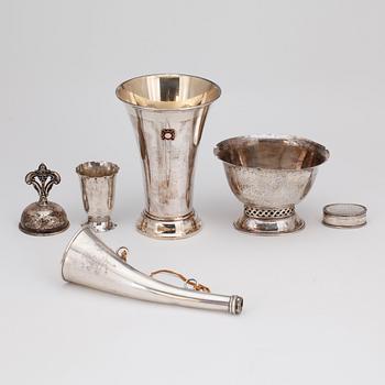 PARTI SILVER, 7st delar, bl.a C.G Hallberg, Stockholm, 1924. Totalvikt ca 600 g.