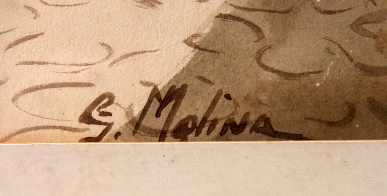 GUILLERMO MOLINA, gouache, sign.