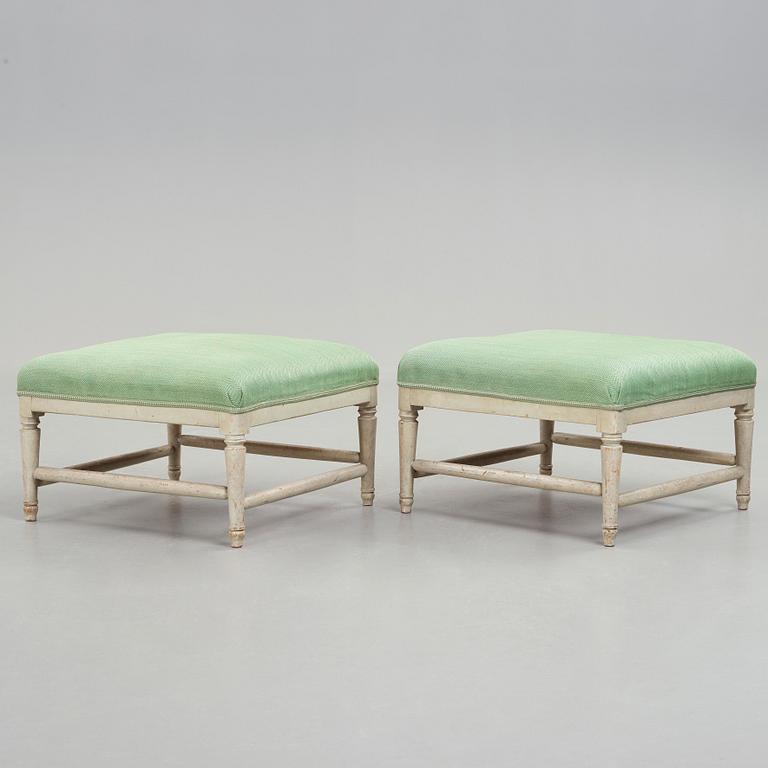 A pair of late Gustavian stools by Ephraim Ståhl (master in Stockholm 1794-1820).
