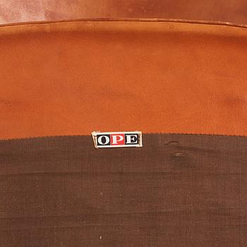 Ib Kofod-Larsen, a teak and cognac coloured leather 'Sälen' easy chair, Olof Perssons Fåtöljindustri (OPE), Sweden, 1950-60s.