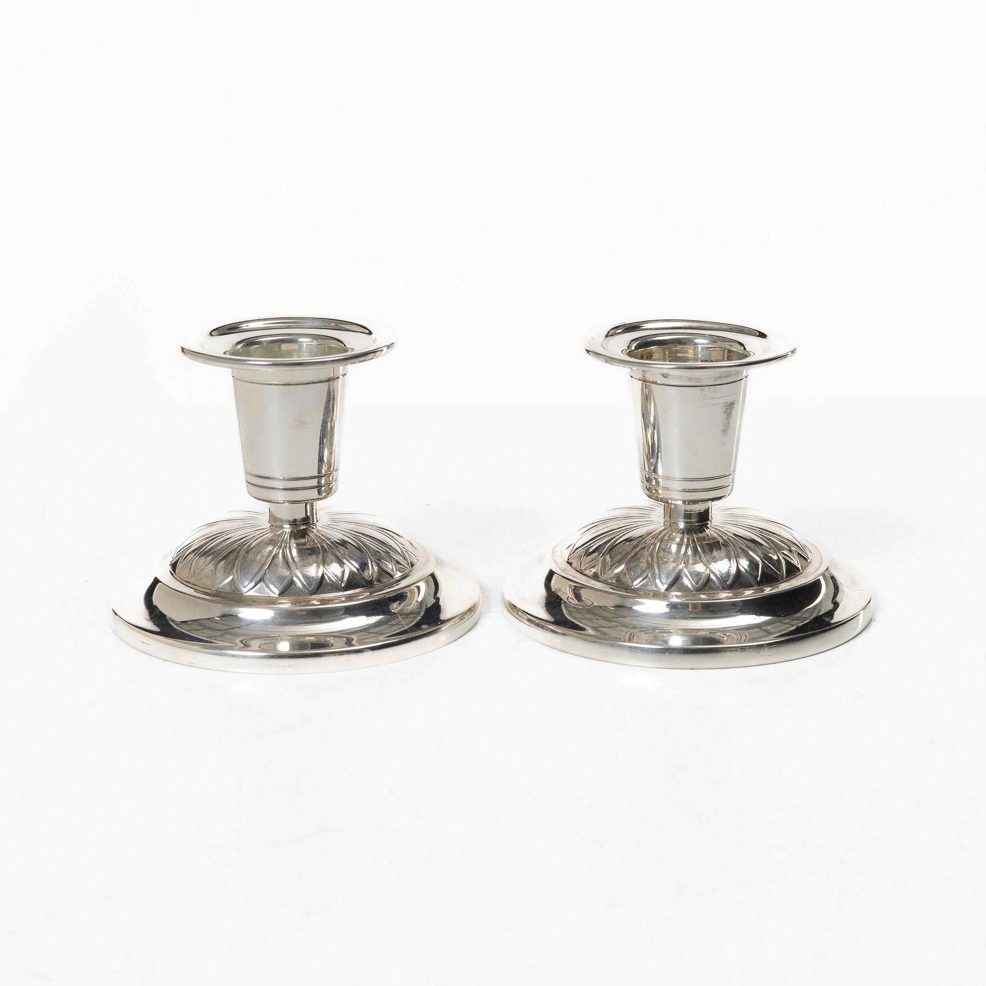 W.A. Bolin, ljusstakar, ett par, silver, Stockholm, 1947.