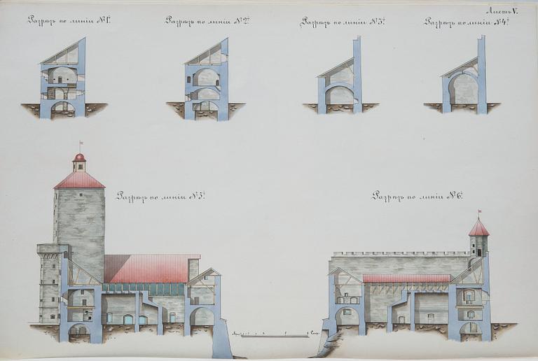 MAP. Ritningar över Hermeister slottet i Narva.