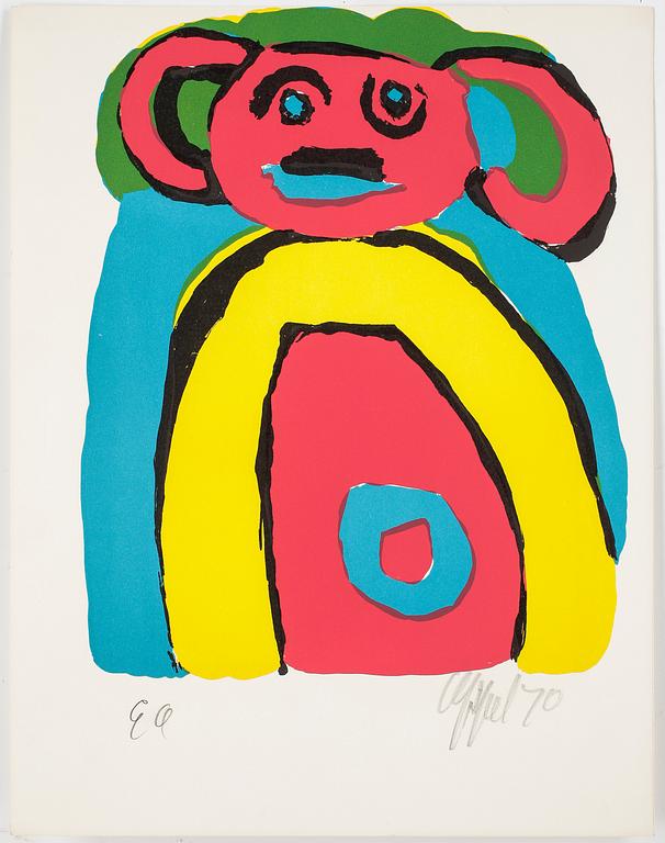 KAREL APPEL, färglitografier, 3 st, signerade, daterade 70, en märkt e.a. upplaga.