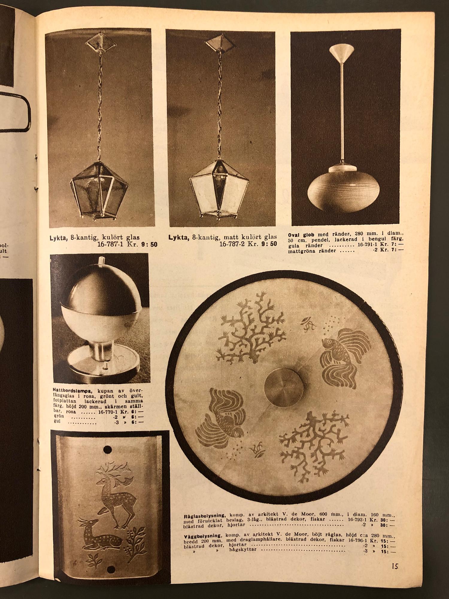 V. De Moor, plafondlampa, PUB, Sverige 1930/40-tal.